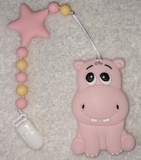 Hippo Silicone Teether Chewing Toy Pacifier Clip