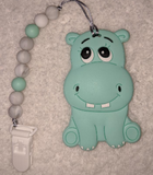 Hippo Silicone Teether Chewing Toy Pacifier Clip
