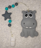 Hippo Silicone Teether Chewing Toy Pacifier Clip