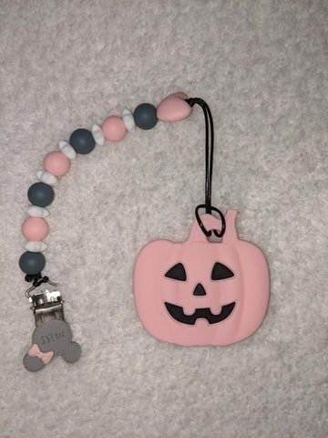 Pumpkin Silicone Teether Chewing Toy Pacifier Clip
