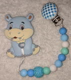 Hippo Silicone Teether Chewing Toy Pacifier Clip