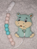 Hippo Silicone Teether Chewing Toy Pacifier Clip