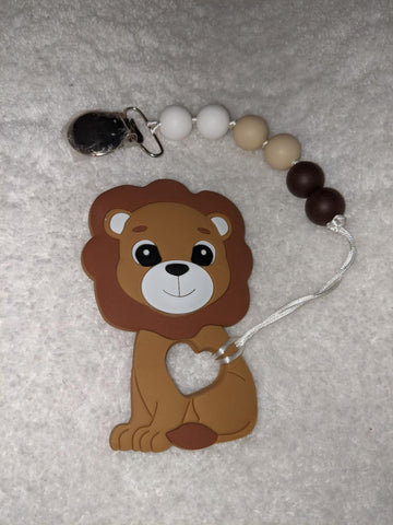 Lion Silicone Teether Chewing Toy Pacifier Clip