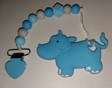 Hippo SILICONE TEETHER CHEWING TOY PACIFIER CLIP