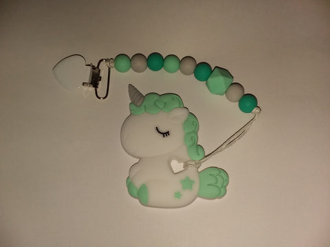 Unicorn Silicone Teether Chewing Toy Pacifier Clip
