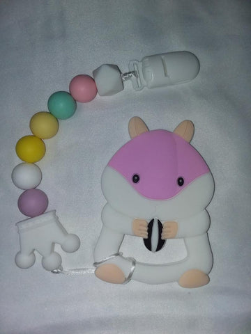Hamster Silicone Teether Chewing Toy Pacifier Clip