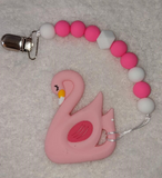 Bird flamingo SILICONE TEETHER CHEWING TOY PACIFIER CLIP