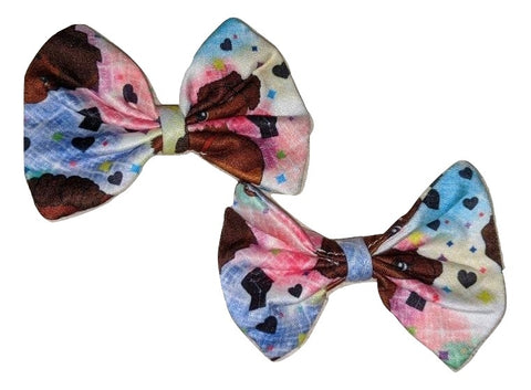 Melanin Babes 2pc Bows Matching Boutique Fabric Hair Bow