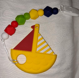 Sailboat SILICONE TEETHER CHEWING TOY PACIFIER CLIP