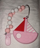 Sailboat Silicone Teether Chewing Toy Pacifier Clip