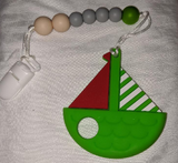 Sailboat SILICONE TEETHER CHEWING TOY PACIFIER CLIP