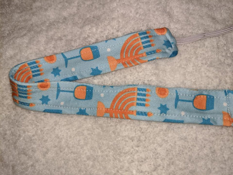 DISCONTINUED HAPPY HANUKKAH Matching Fabric Pacifier Clips Clearance