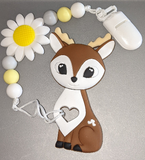 DEER SILICONE TEETHER CHEWING TOY PACIFIER CLIP