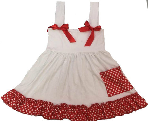 White Red Polka Dots Ruffles Swing Top Dress *Look at Measurements* Clearance xxs