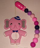 Elephant SILICONE TEETHER CHEWING TOY PACIFIER CLIP