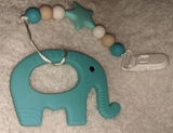 Elephant SILICONE TEETHER CHEWING TOY PACIFIER CLIP