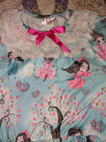Vintage Style Long Sleeve Enchanted Forest of Fairies Night Gown Pajamas