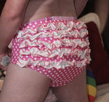 ADULT Ruffle Polka dot Diaper Cover Bloomers Pink Clearance xs only
