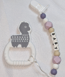 Llama SILICONE TEETHER CHEWING TOY PACIFIER CLIP