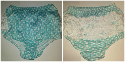 New ADULT Ruffle Polka dot Bloomers Light Blue shorts Clearance m xl 2x 3x