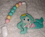 Mermaid Silicone Teether Chewing Toy Pacifier Clip