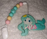 Mermaid SILICONE TEETHER CHEWING TOY PACIFIER CLIP