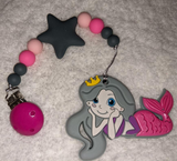 Mermaid SILICONE TEETHER CHEWING TOY PACIFIER CLIP