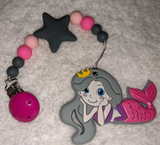 Mermaid Silicone Teether Chewing Toy Pacifier Clip