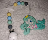 Mermaid SILICONE TEETHER CHEWING TOY PACIFIER CLIP