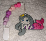 Mermaid Silicone Teether Chewing Toy Pacifier Clip