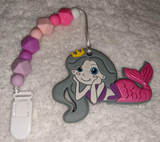 Mermaid SILICONE TEETHER CHEWING TOY PACIFIER CLIP