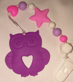 Owl Bird SILICONE TEETHER CHEWING TOY PACIFIER CLIP