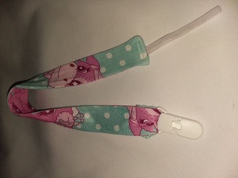LIL CRITTERS Matching Fabric Pacifier Clips - 17" DESIGNED BY KEROKEROKOUHAI pink clip