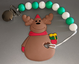 Christmas SILICONE TEETHER CHEWING TOY PACIFIER CLIP