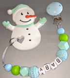 Christmas SILICONE TEETHER CHEWING TOY PACIFIER CLIP