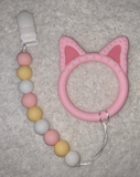 Pig SILICONE TEETHER CHEWING TOY PACIFIER CLIP