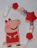 Pig SILICONE TEETHER CHEWING TOY PACIFIER CLIP