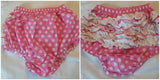 ADULT Ruffle Polka dot Diaper Cover Bloomers Pink Clearance xs only