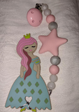 Princess Silicone Teether Chewing Toy Pacifier Clip