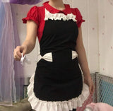 Mommy Style Retro Vintage Aprons with Pockets White/Black