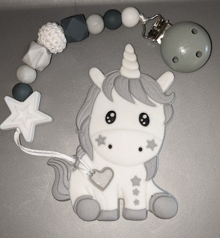 Unicorn Silicone Teether Chewing Toy Pacifier Clip