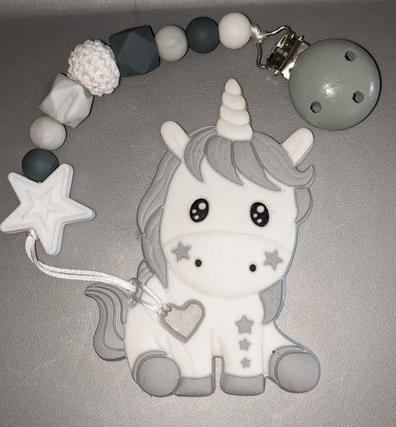 Unicorn SILICONE TEETHER CHEWING TOY PACIFIER CLIP Unicorn S1134