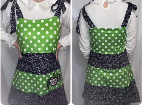 * TIERED DRESS DISCONTINUED Spider Black & Green Dots TIE STRAP Dress Clearance xxs xs only