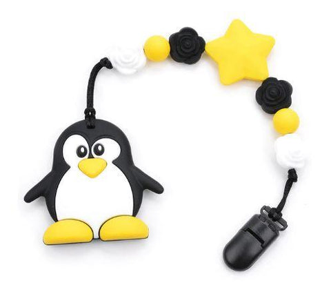 Penguin SILICONE TEETHER CHEWING TOY PACIFIER CLIP PENGUIN TC907