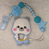 Bear SILICONE TEETHER CHEWING TOY PACIFIER CLIP