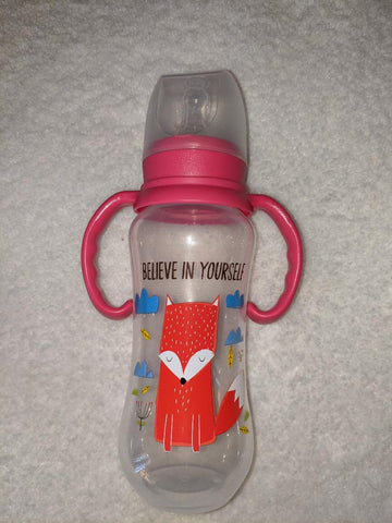 Fox "Believe in Yourself' Bottle with removable handles and silicone teat