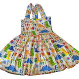 Happy Birthday Dinosaur Suspender Skirt Dress