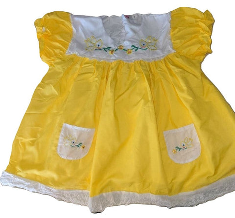 DISCONTINUED Embroidered BabyDoll Dress New Bright Yellow Lil Bird