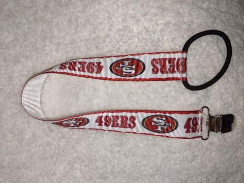 49ERS Football  HAND CRAFTED PACIFIER DUMMY Single Sided CLIP - 10"-12"