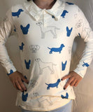 BLUE Dog Matching LONG SLEEVES SHIRT Clearance xs only